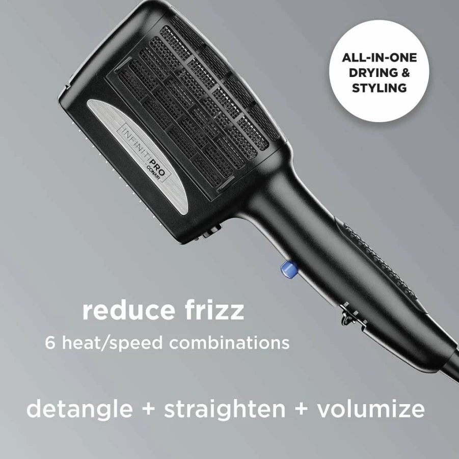 Conair Infinitipro 1875W Ceramic Hair Dryer with 3 Styling Attachments for Fast Drying & Shine