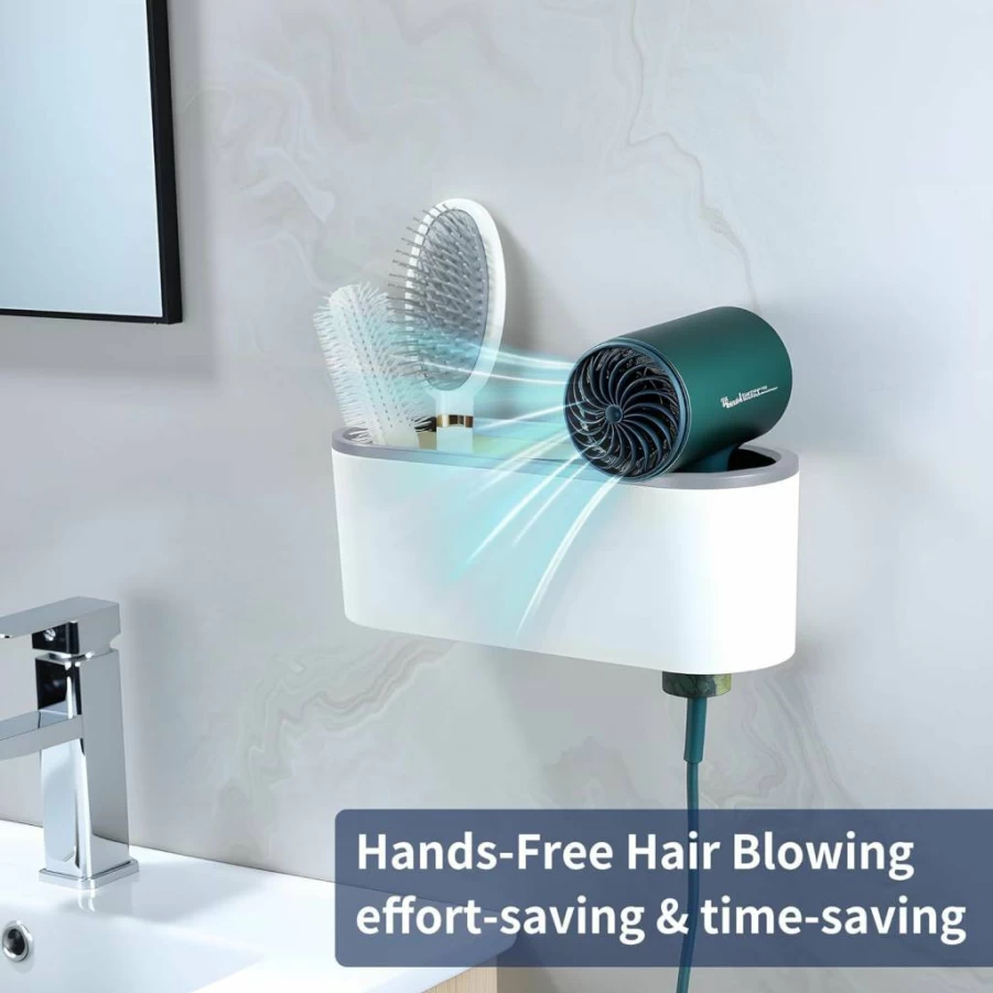 YIGII Metal Wall Mount Hair Tool Organizer - Blow Dryer Holder for Hair Straightener, Curling Iron, Electric Shaver & Styling Tools, Bathroom Storage Solution