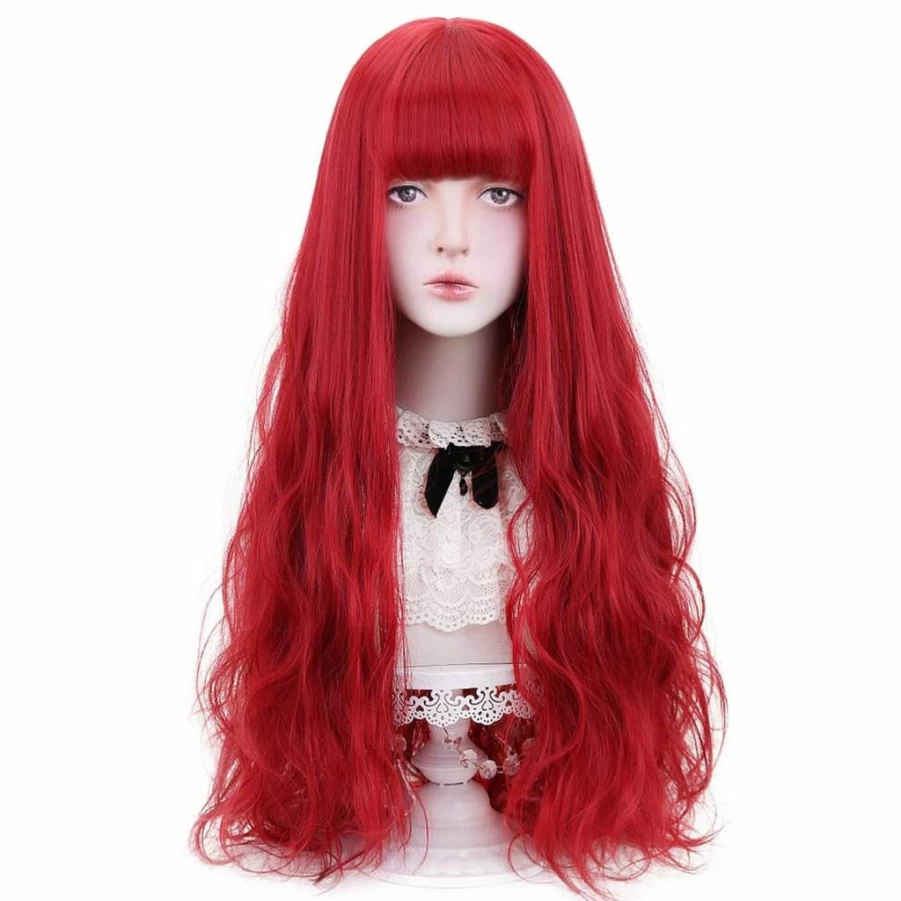 STYLER Long Blonde Synthetic Wig with Bangs - 30" Wavy Cosplay Hair for Women, Halloween & Christmas Costume (Natural Look)