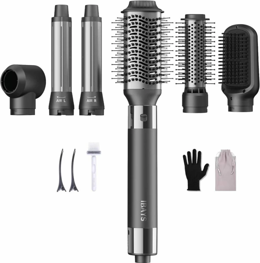 IBAYS 6-in-1 Hair Dryer Brush with Negative Ion Technology, High-Speed 110K RPM Blow Dryer for Frizz-Free Styling, Curling, Volumizing & Straightening