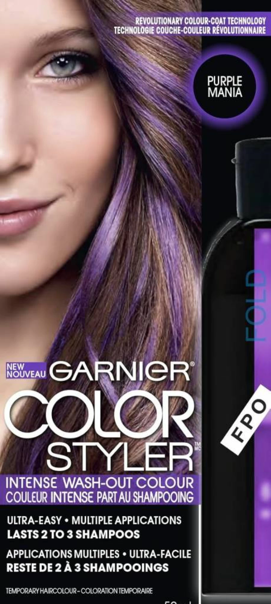 Garnier Color Styler Intense Temporary Hair Color - Purple Mania, Wash-Out Purple Dye for Vibrant Results