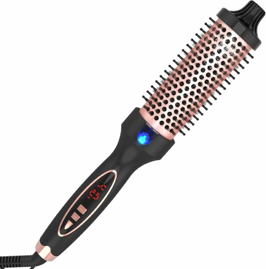 Hywestger 1.5 Inch Ceramic Tourmaline Curling Iron - Dual Voltage Travel Hair Styler with Digital Display, Ionic Technology for Medium to Long Hair (Black & Gold)