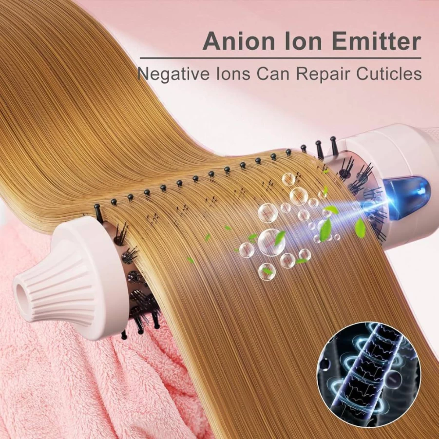 K&K 1.25 Inch Tourmaline Ionic Hot Brush Hair Curler for Long Hair - Dual Voltage Heated Styler for Loose & Voluminous Curls
