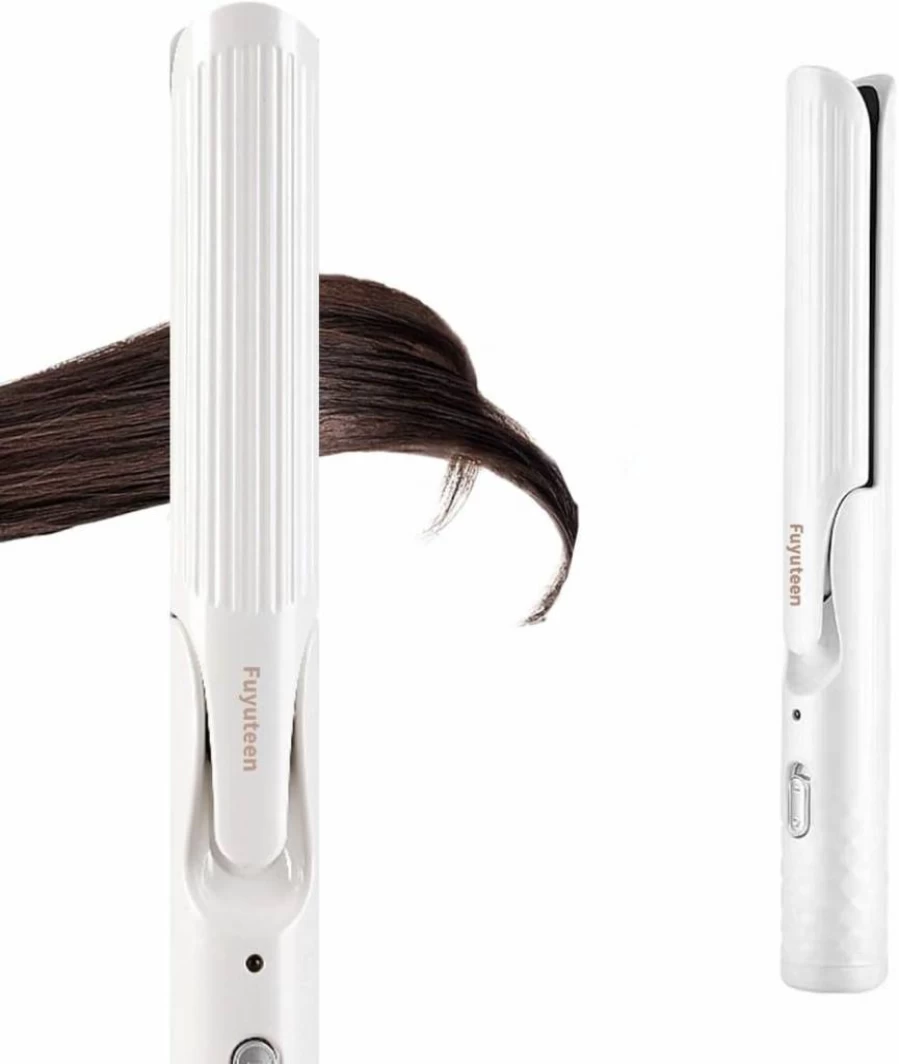 Fuyuteen 2-in-1 Hair Straightener & Curler - 1.25 Inch Ceramic Flat Iron for All Hair Types, Anti-Scald Design, Fast Heating for Smooth Styles, Travel-Friendly Hair Styler (White)