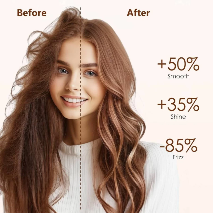 Ymguspri 1.5 Inch Ceramic Ionic Heated Round Brush - Dual Voltage Thermal Hair Styler for Smooth Blowout, Straightening & Curling (Rose Gold)