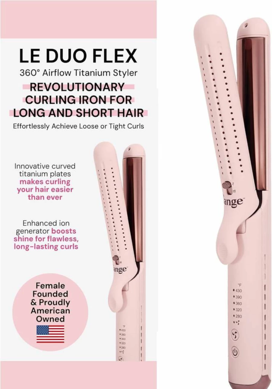 L'ANGE HAIR Le Duo Flex 360 Airflow Titanium Curling Iron - Adjustable Heat Settings for Waves & Volume, Dual Voltage Styler for All Hair Types