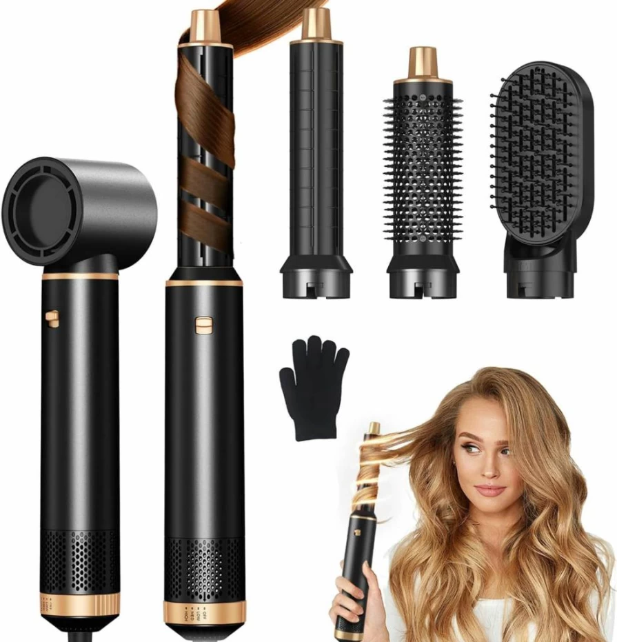 JINYAWA Pro 5-in-1 Air Styler & Ionic Hair Dryer Brush Set - 800W Heat Protect Hair Styling Tool for Fast Drying, Curling, Volumizing & Straightening