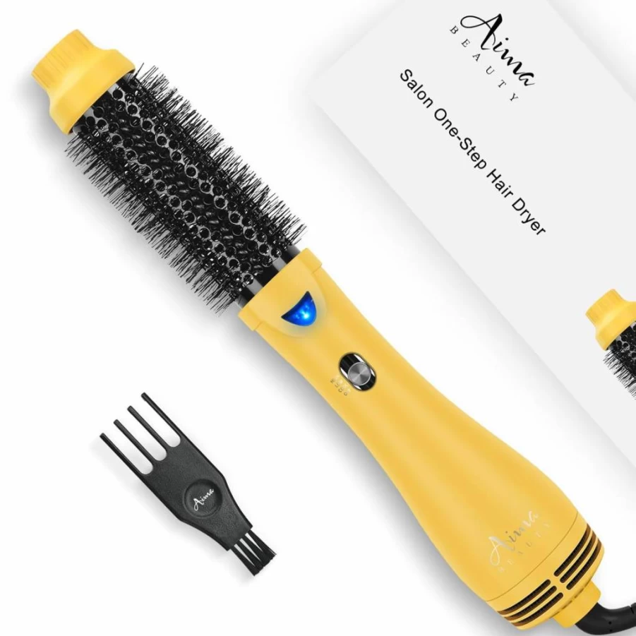 Aima Beauty 4-in-1 Ionic Hot Air Brush - Blow Dryer, Straightener, Curler & Volumizer for Salon-Worthy Hair Styling, Ceramic White Hair Styling Tool