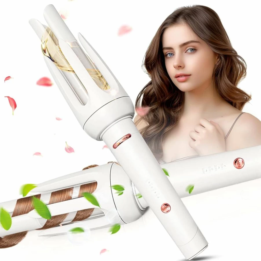 BILITOK Auto Hair Curler - Automatic Curling Iron with 4 Heat Settings, 3 Timer Options, Auto Shut-Off, Anti-Scald & Anti-Tangle Technology for Effortless Hair Styling (Pink)