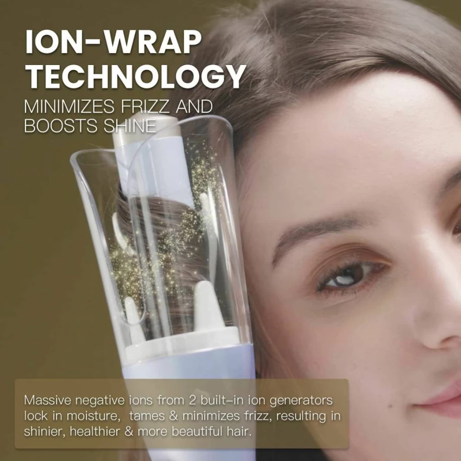 LENA Automatic Rotating Hair Curler Iron - Ceramic Ionic Styling Wand with Anti-Stuck Sensor for Long & Medium Hair, Professional Curling Tool