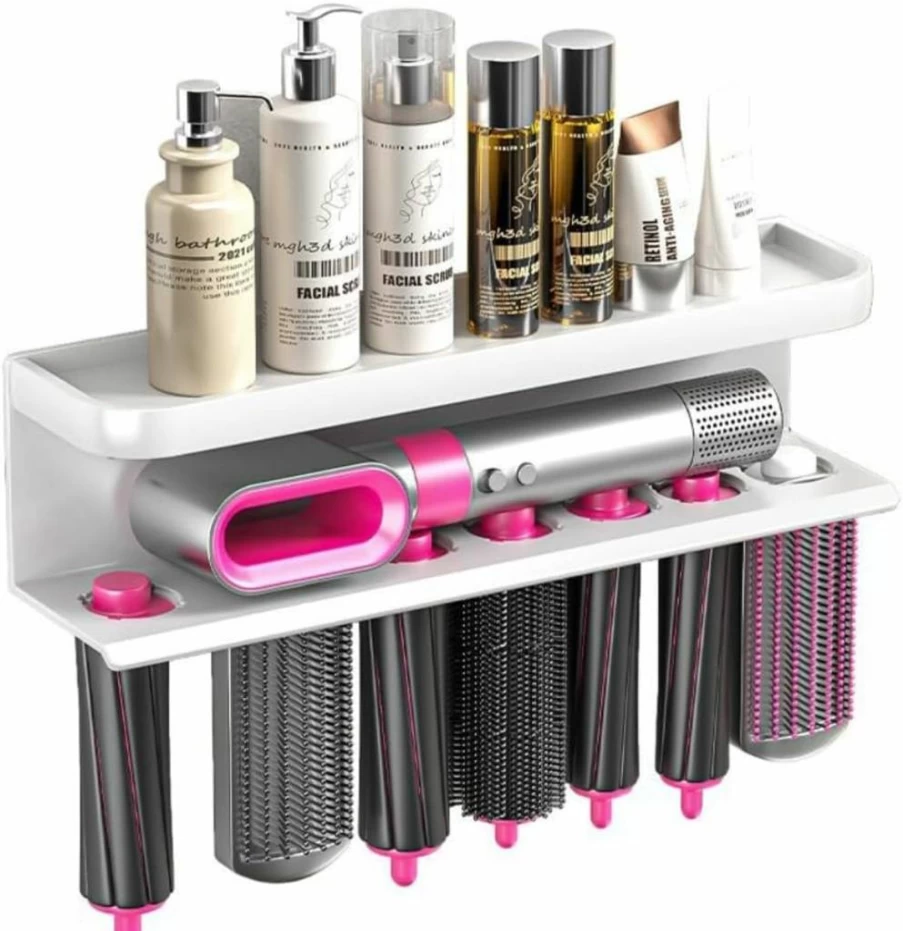 Lumclaw Wall-Mounted Storage Rack for Dyson Airwrap & Hair Tools – Organizer Stand for Hair Curler, Styler, and Accessories