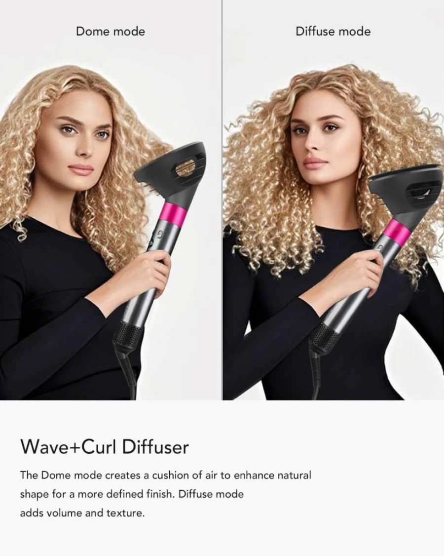 TOSAGE Upgraded Wave & Curl Diffuser Attachment for Dyson Airwrap HS01/HS05/HS08 - Enhances Wavy, Curly & Coily Hair Styling