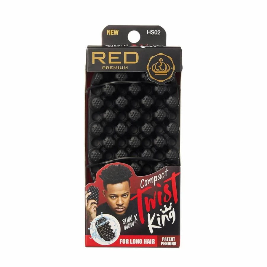 Red by Kiss Bowwow Twist King Hair Brush - Premium Styler Comb for Afro, Curly & 4C Hair, Durable & Washable for Barbers & Daily Use