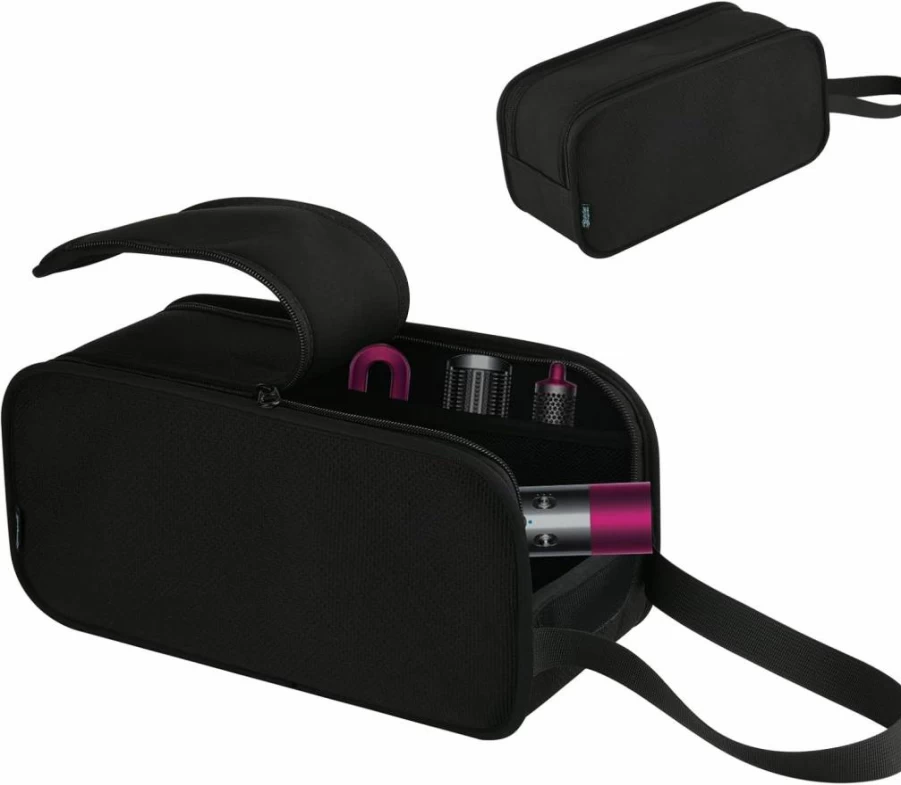 Beautyflier Travel Storage Bag for Dyson Airwrap & Shark Flexstyle - Portable Organizer Case for Hair Styler, Dryer Brush & Attachments, Black Carrying Pouch