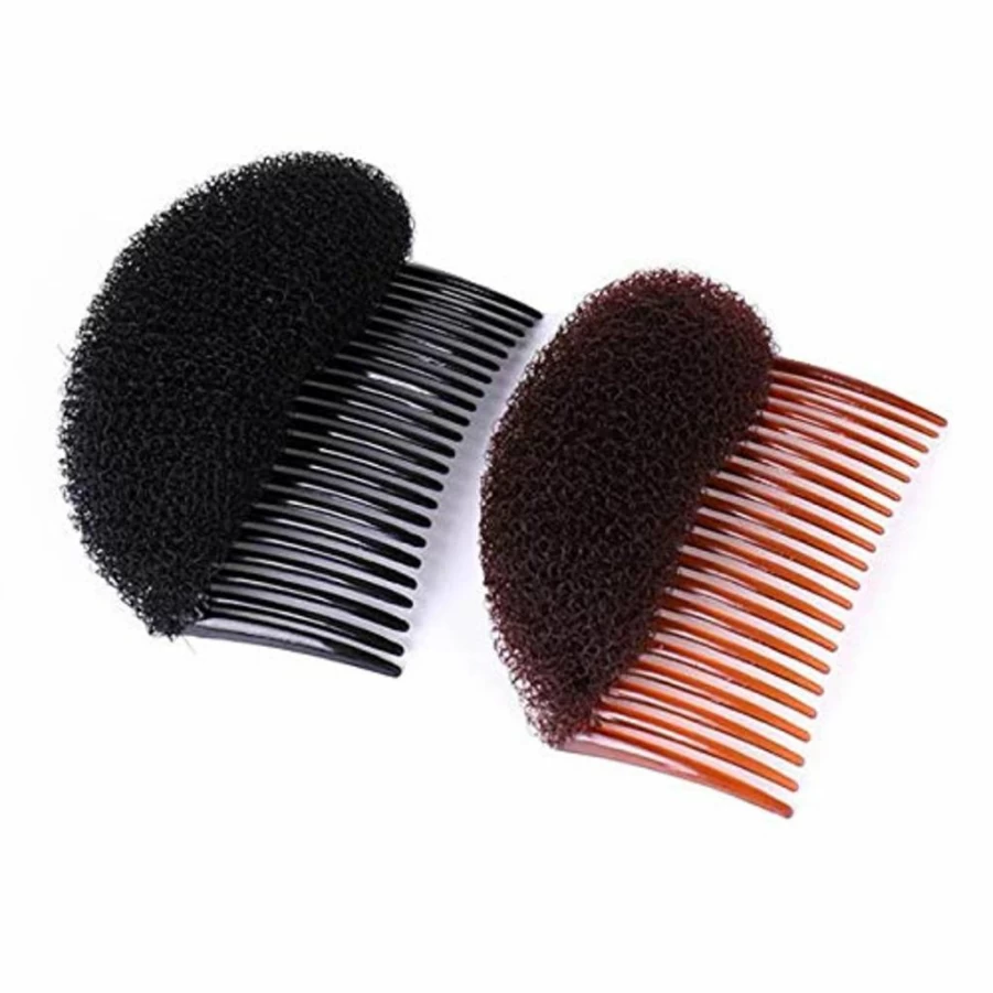 2 Pcs KDDOM French Style Bun Maker & Hair Braid Tool - Black & Brown Beehive Hair Styler for Volume & Updos - Women's Hair Accessories