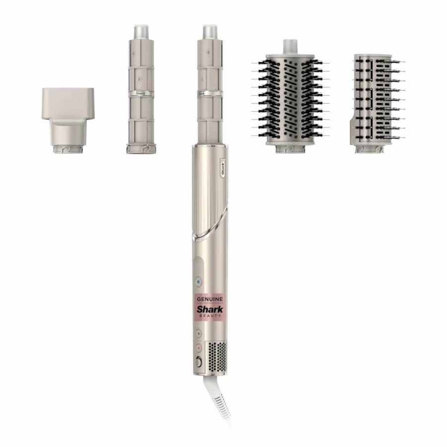 Shark FlexStyle HD430 Air Styling & Drying System Renewed - Hair Dryer Brush with Auto-Wrap Curlers, Paddle & Oval Brushes, Concentrator Attachment - Stone (Refurbished)