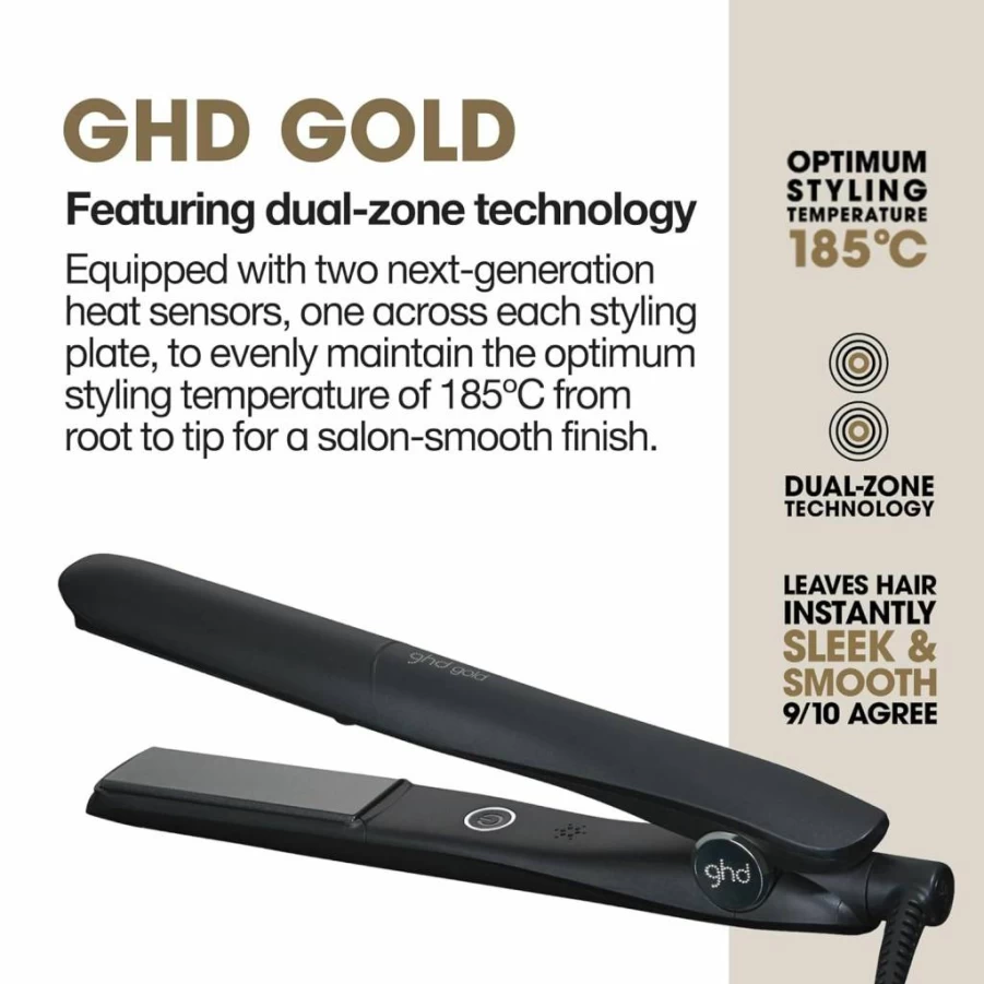 ghd Gold Professional 1 Inch Ceramic Flat Iron Hair Straightener - Styling Tool for Stronger Hair & Color Protection