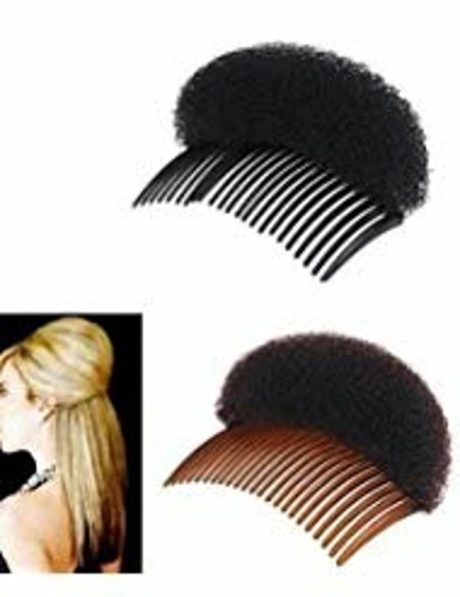 Luzen 2-Pack Hair Volume Styling Clip Set (1 Black + 1 Brown) - Bump It Up Braid Insert Tool with Comb for Women, Party Hair Accessories