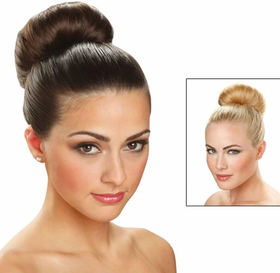 AnHua 2-Pack Extra Large Donut Bun Maker for Hair Styling - 10cm Beige Hair Roller, Updo Shaper, Styling Tool for Easy DIY Buns
