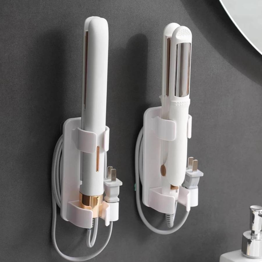 Klxsing Wall-Mounted Hair Tool Organizer - Bathroom Storage Holder for Curling Irons, Straighteners, Hair Dryers (1 Pack)