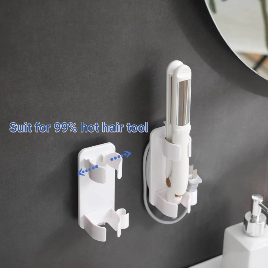 Klxsing Wall-Mounted Hair Tool Organizer - Bathroom Storage Holder for Curling Irons, Straighteners, Hair Dryers (1 Pack)
