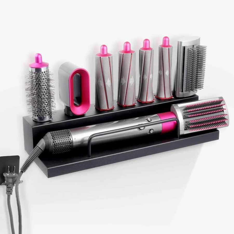 DALUOBO Wall Mounted Dyson Airwrap Holder - Storage Stand Organizer for Hair Styler Tools & Accessories, Bathroom Shelf Rack for Curling Iron Attachments