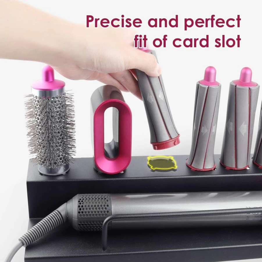 DALUOBO Wall Mounted Dyson Airwrap Holder - Storage Stand Organizer for Hair Styler Tools & Accessories, Bathroom Shelf Rack for Curling Iron Attachments