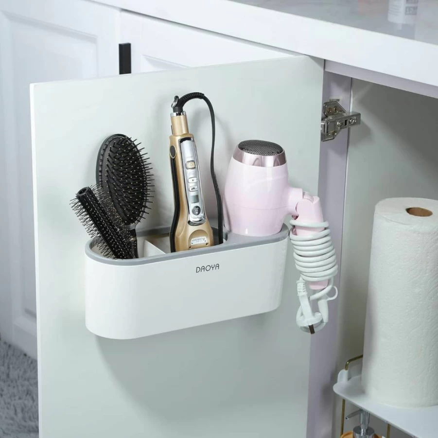DAOYA 3-in-1 Hair Tool Organizer - Blow Dryer Holder for Cabinet Door, Curling Iron & Straightener Storage, Bathroom Styling Tools Holder