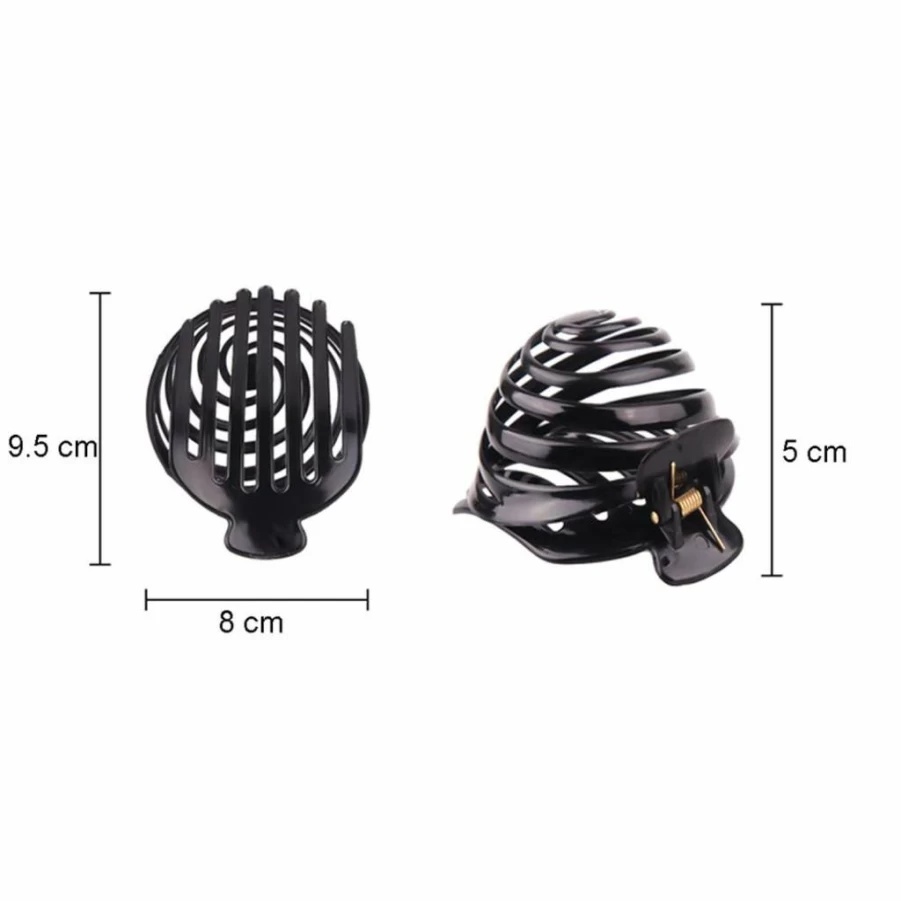 Mollensiuer 2-Pack Black Spiral Hair Claw Clip - No Slip Grip, Stylish Dome Bun Maker for Women, Plastic Hair Holder Clamp for Secure Updos