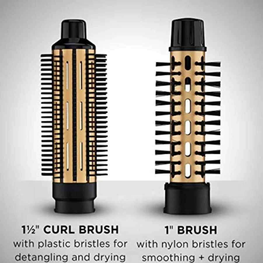 Conair 2-in-1 Hot Air Styler & Curling Iron with 1.5" Curling Brush & 1" Aluminum Bristle Brush for Voluminous Curls