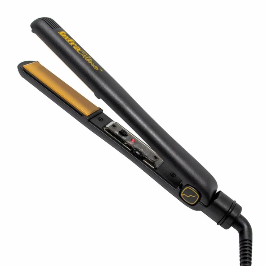 INFRASHINE Ceramic Flat Iron 1 Inch - Korean Made Hair Straightener with Floating Plates for Frizz-Free, Smooth & Shiny Hair - Medium Black, 1 Year Warranty