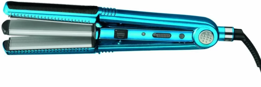Conair S6B Crimp & Straighten Styler Dual Heat Hair Iron with Adjustable Temperature, Blue