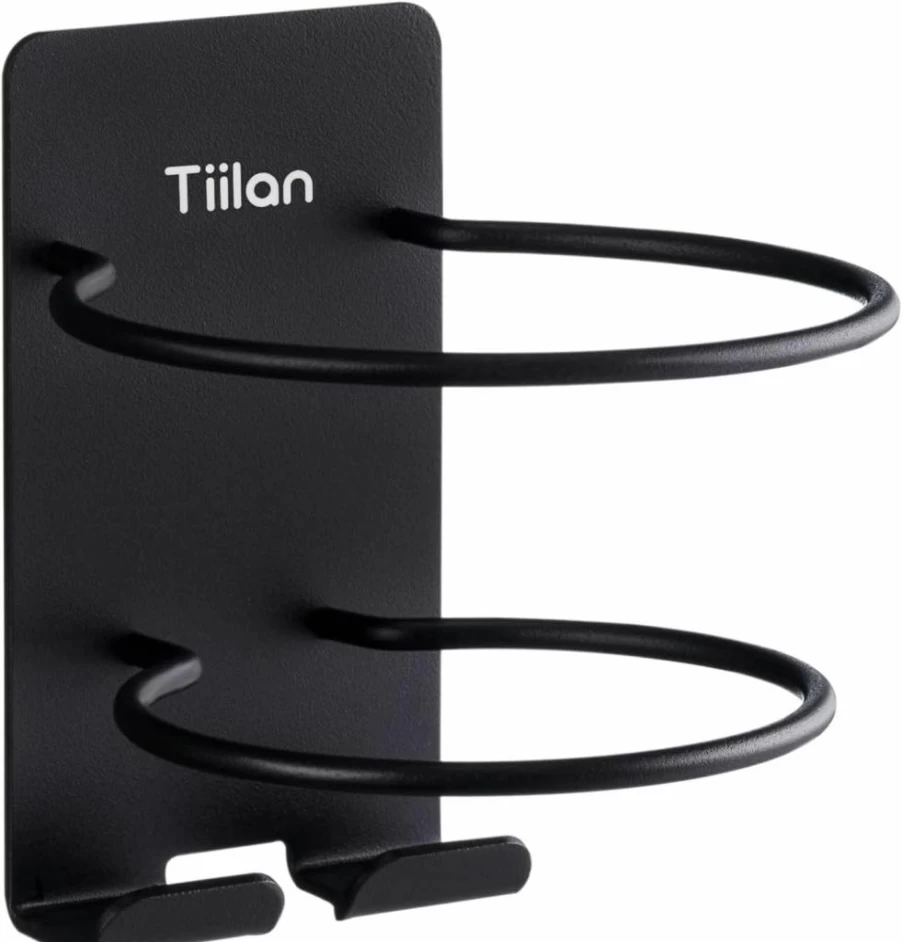 Tiilan SUS 304 Stainless Steel Wall Mount Hair Dryer Holder - Self Adhesive Blow Dryer Organizer for Bathroom, Silver