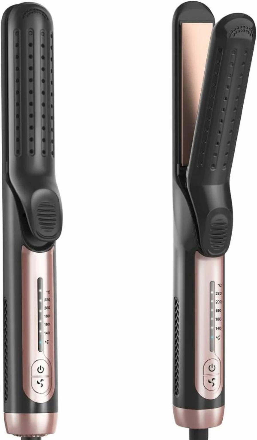 TANSHINE 2-in-1 Curling Wand & Hair Straightener with 360° Airflow Cooling, Adjustable Temperature & Dual Voltage for Travel - Professional Styler for All Hair Lengths