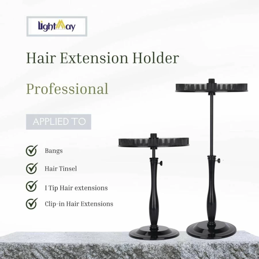LightMay Hair Extension Holder - Portable Travel & Home Storage for Clip-In Extensions, Bangs, Hair Tinsel (Black)