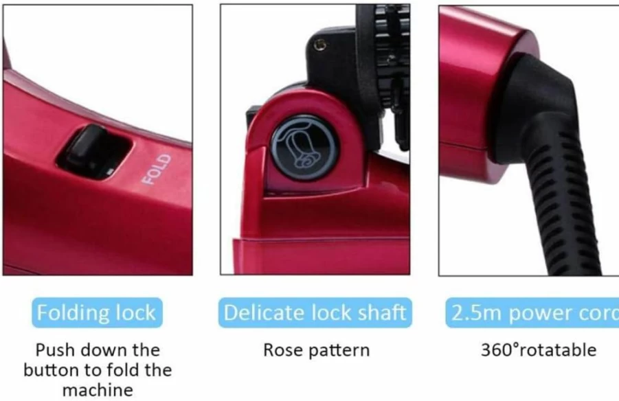 ZJchao 30W Ceramic Hair Curler Brush - Foldable Hot Air Styling Brush for Volume, Soft Curls & Salon Finish, Lightweight Volumizing Paddle Brush with Fast Heating (US)