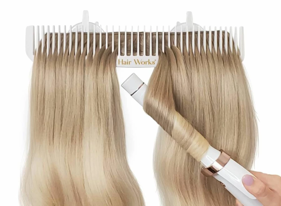Hair Works Ultra Secure Hair Extension Holder for Washing, Coloring, Styling & Storage - Fits Wide Wefts, Hand Tied, Beaded Bundles & Halos