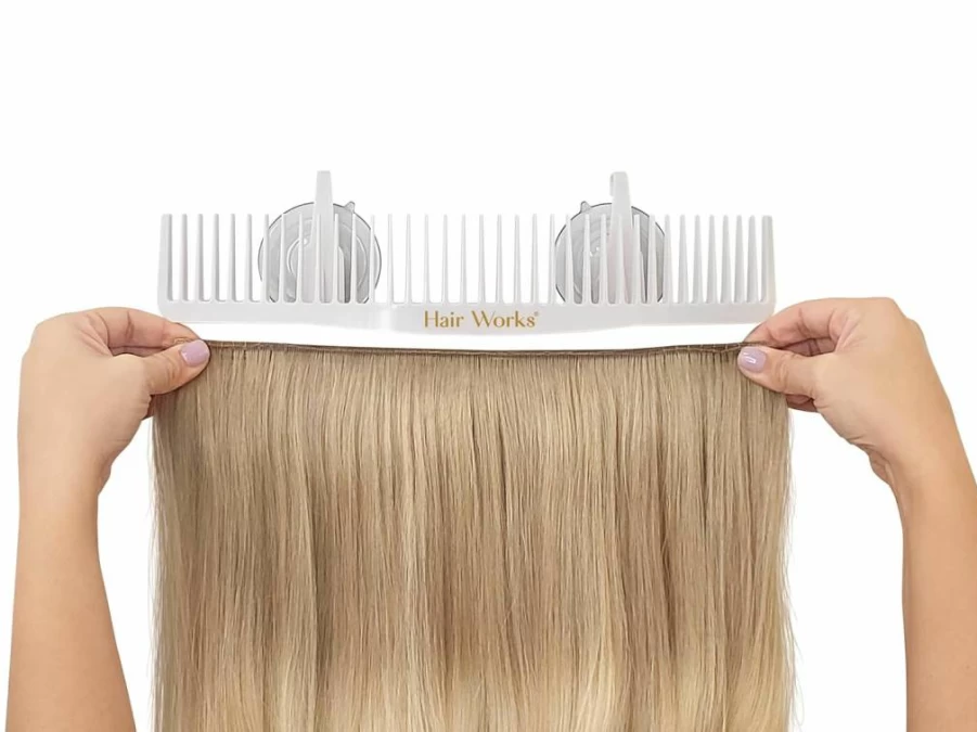 Hair Works Ultra Secure Hair Extension Holder for Washing, Coloring, Styling & Storage - Fits Wide Wefts, Hand Tied, Beaded Bundles & Halos