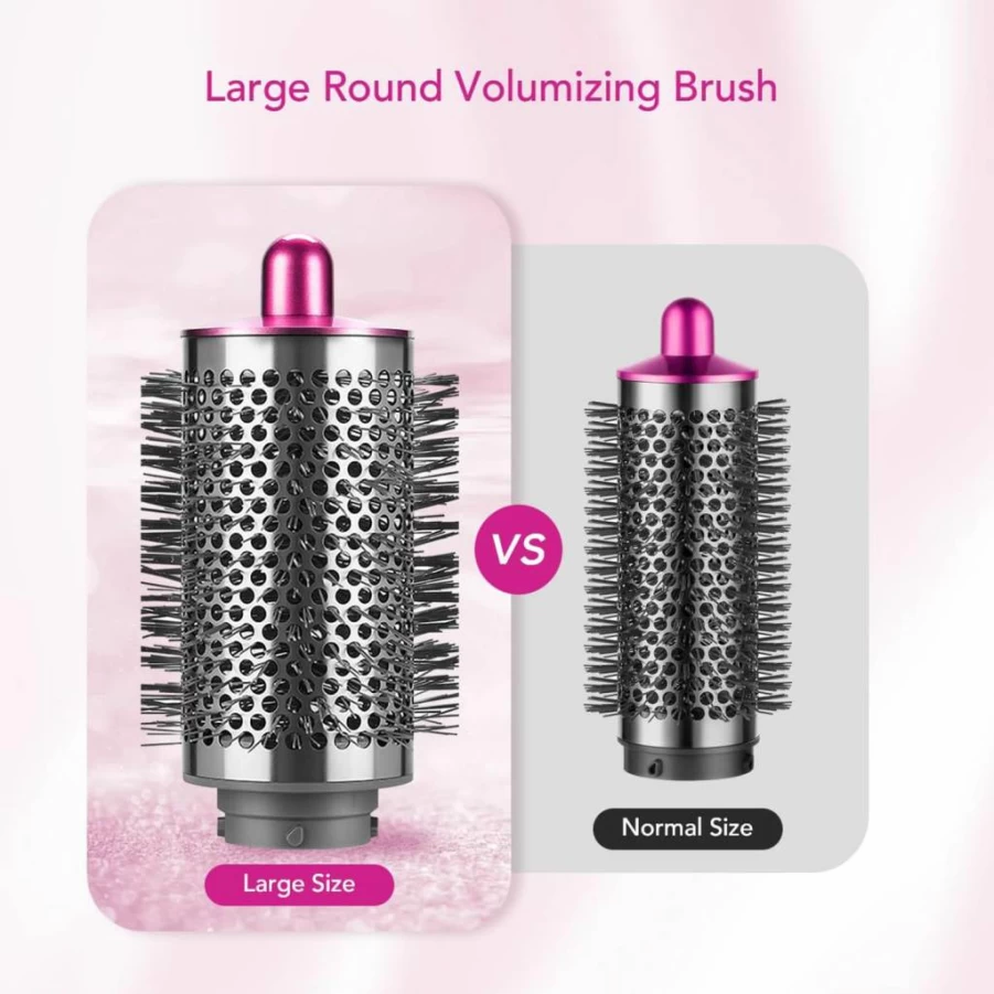 SAZIKA Large Round Volumizing Brush Attachment for Dyson Airwrap HS01 HS05 HS08, Smoothing & Curly Styling Hair Tool, Nickel/Copper Big Round Volumizer for Dyson Airwrap Styler