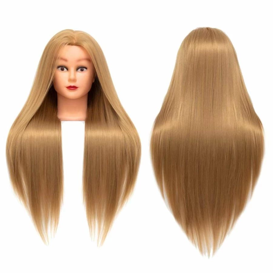 Rruaneal 16 Inch Mannequin Head with 100% Human Hair for Hairstyling Training, Cosmetology Practice Doll with Free Clamp Holder - #4 Brown