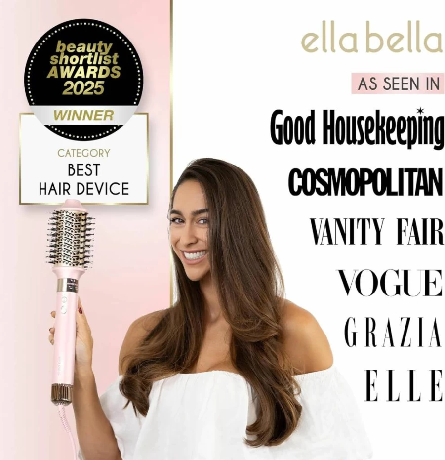 ELLA BELLA 6-in-1 Hot Air Hair Styler Set - Hair Dryer, Straightener & Curler with Heat Protection, Fast Drying, Travel Case for Volumizing & Styling