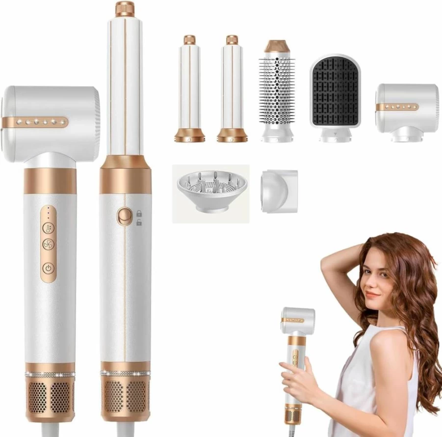 Zcvtbye 7-in-1 Professional Hair Dryer Brush - High-Speed 110K RPM Blow Dryer with Negative Ion Technology for Fast Drying, Curling, Straightening & Volumizing