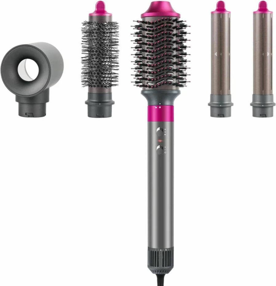 Webeauty Professional Hair Dryer Brush - 5-in-1 Hot Air Styler with Ceramic Coating & Negative Ion Technology for Frizz-Free Blowout, Straightening & Curling (Gold)