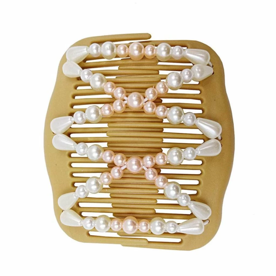 LOVEF Pearl Hair Clips for Women - Beaded French Twist & Bun Holder, Decorative Hair Accessories with All-Day Hold (Design 3)