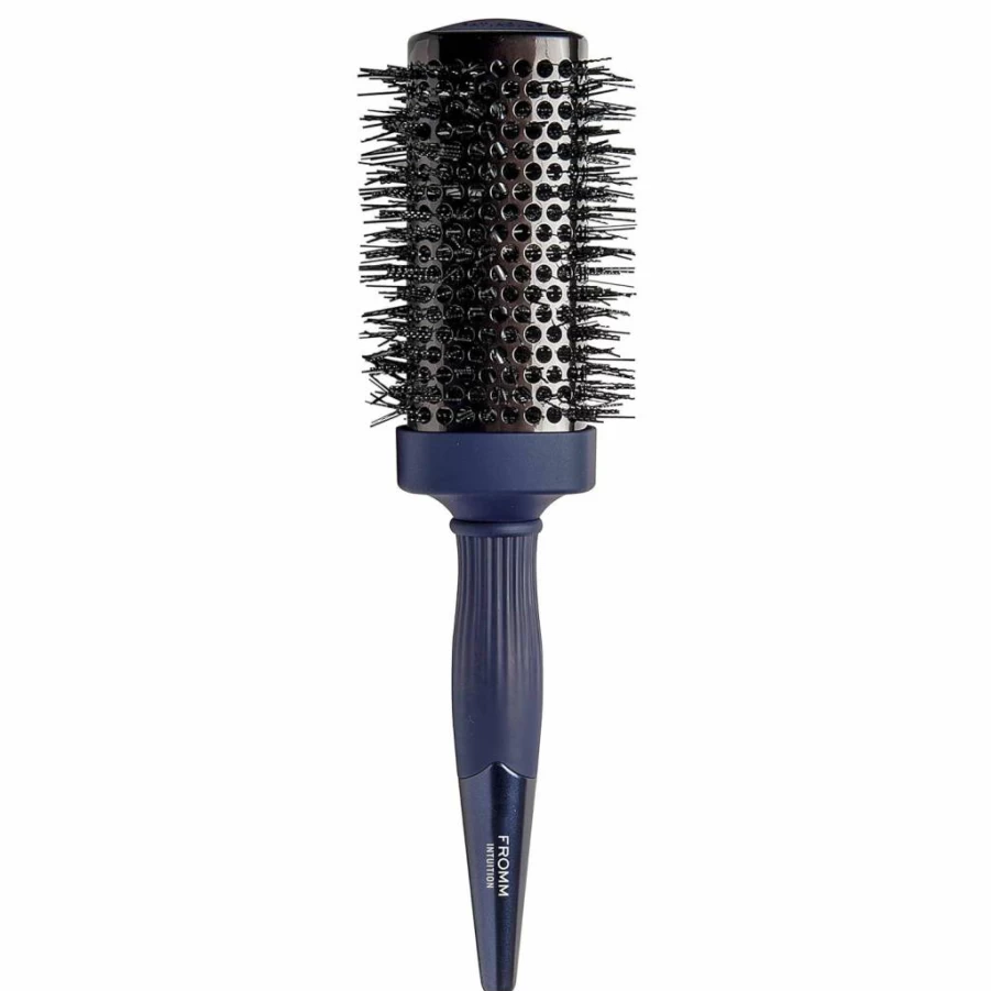 Fromm 1.75" Ceramic Ionic Thermal Brush - 2-in-1 Straightener & Waver for Frizz-Free Shiny Hair, Blue Square Styler