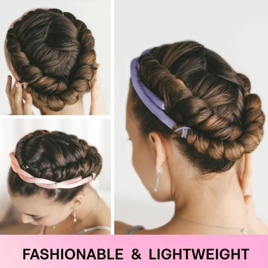 Lanzhire Heatless Curling Headband for Overnight Waves - No Heat Hair Curler for Long & Short Hair - Blue Tie Dye Hair Styler for Natural Curls