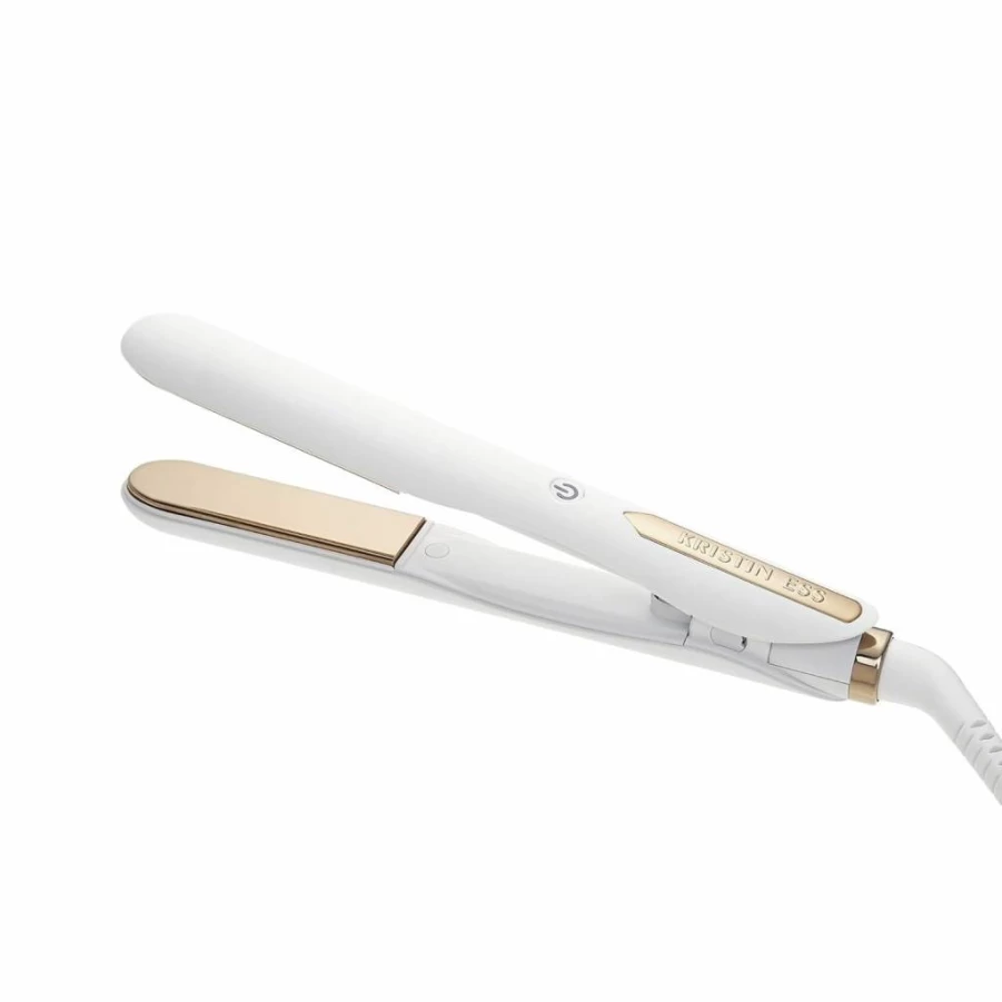 Kristin Ess Titanium Mini Flat Iron 3/4 Inch - Dual Voltage Travel Hair Straightener & Curler for Short Hair with Fast Heat, Auto Shut-Off & Detailing Case