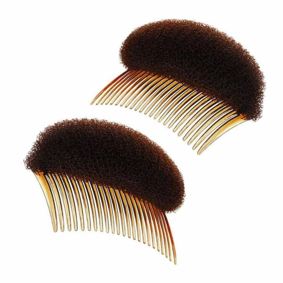 2Pcs VIPOLISH 28 Teeth Hair Bump Inserts, Brown Hair Comb Clip for Voluminous Ponytail, Beehive & DIY Hairstyles, Hair Styling Tool for Women