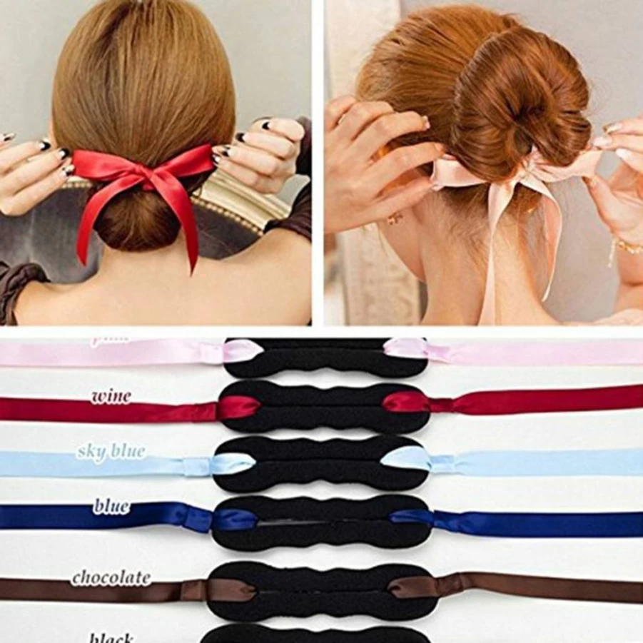 FRCOLOR 3-Pack French Twist Bun Maker Set - Magic Hair Roll Rings, Updo Chignon Foam Pads, Hook Holder for Easy Styling, Hair Clip Accessories for Women