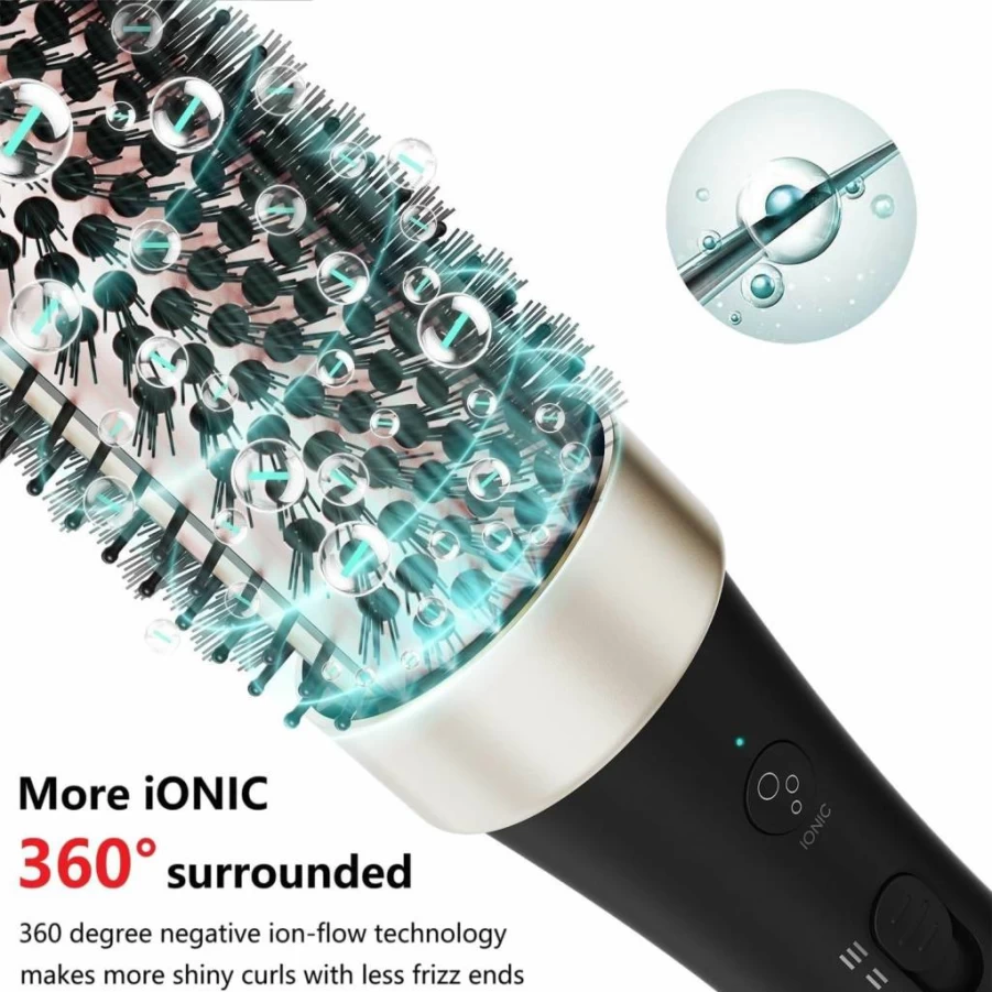GETLL 1.5 Inch Ionic Thermal Curling Iron Brush - Ceramic Tourmaline Heated Round Hair Styler for Volume & Curls, Dual Voltage Hot Hair Brush for All Hair Types